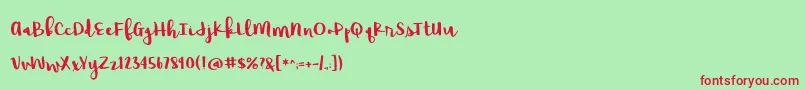 RaspberryMoonshineDemo Font – Red Fonts on Green Background