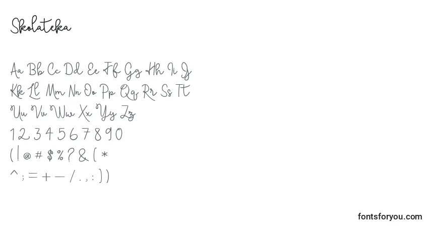 Schriftart Skolateka (29136) – Alphabet, Zahlen, spezielle Symbole