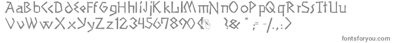 フォントPrimeval – 白い背景に灰色の文字