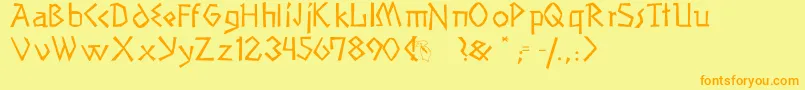 Primeval Font – Orange Fonts on Yellow Background