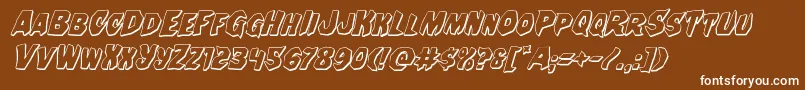 Nightchilde3Dital-Schriftart – Weiße Schriften auf braunem Hintergrund