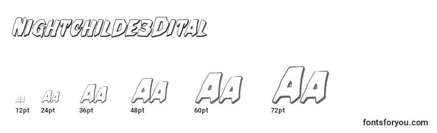 Nightchilde3Dital Font Sizes