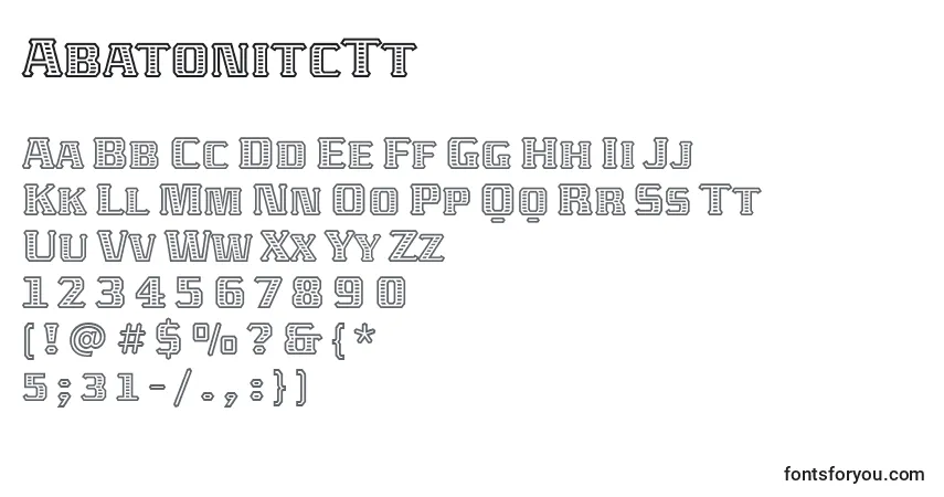 Czcionka AbatonitcTt – alfabet, cyfry, specjalne znaki