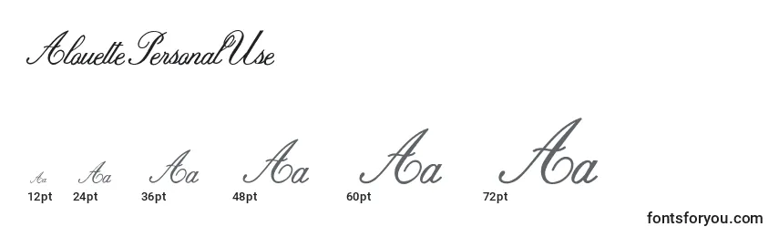 Размеры шрифта AlouettePersonalUse