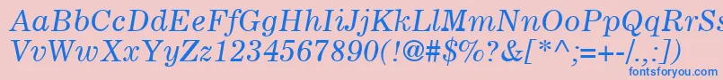 CoronaLtItalic Font – Blue Fonts on Pink Background