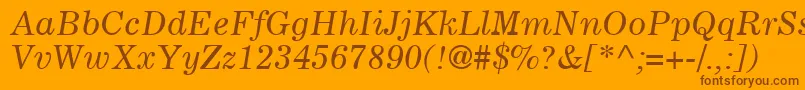 CoronaLtItalic Font – Brown Fonts on Orange Background