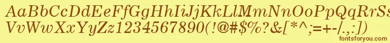 CoronaLtItalic Font – Brown Fonts on Yellow Background