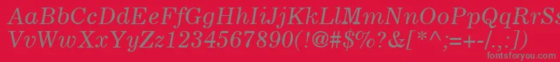 フォントCoronaLtItalic – 赤い背景に灰色の文字