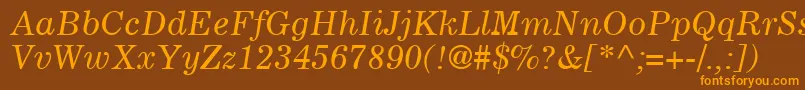 CoronaLtItalic Font – Orange Fonts on Brown Background