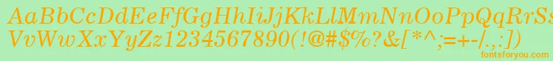 CoronaLtItalic Font – Orange Fonts on Green Background