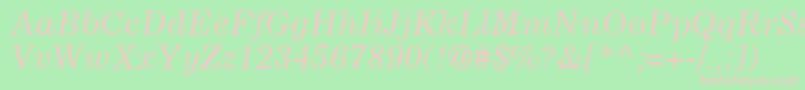CoronaLtItalic Font – Pink Fonts on Green Background