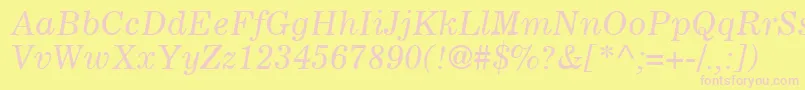 CoronaLtItalic Font – Pink Fonts on Yellow Background