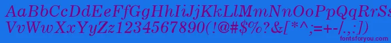 CoronaLtItalic Font – Purple Fonts on Blue Background