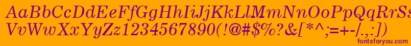 CoronaLtItalic Font – Purple Fonts on Orange Background