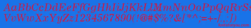 CoronaLtItalic Font – Red Fonts on Blue Background