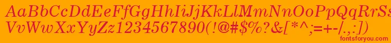 CoronaLtItalic Font – Red Fonts on Orange Background