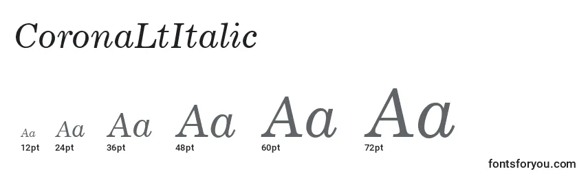 CoronaLtItalic Font Sizes