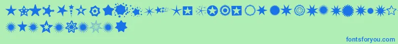 Pizzadude Stars Font – Blue Fonts on Green Background