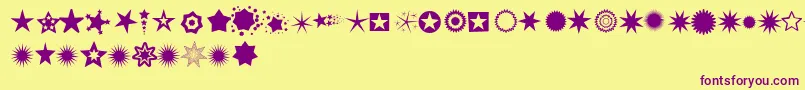 Pizzadude Stars Font – Purple Fonts on Yellow Background