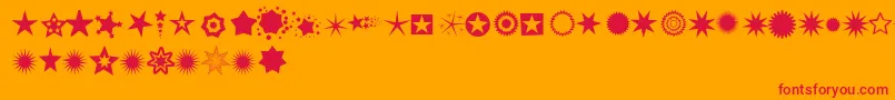 フォントPizzadude Stars – オレンジの背景に赤い文字