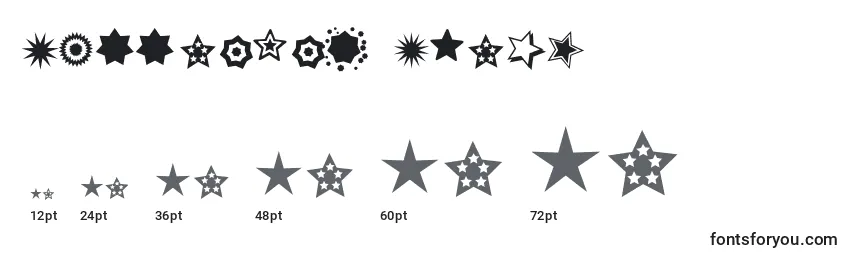 Größen der Schriftart Pizzadude Stars