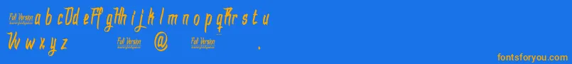 DhfDexgraffitiReturn-Schriftart – Orangefarbene Schriften auf blauem Hintergrund