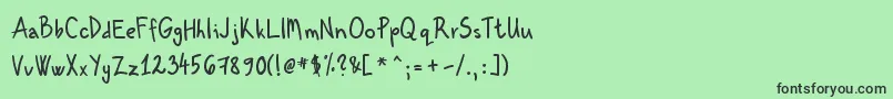 フォントKenzouHand01 – 緑の背景に黒い文字