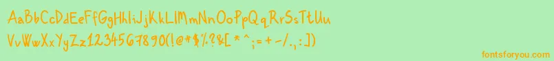 KenzouHand01-Schriftart – Orangefarbene Schriften auf grünem Hintergrund