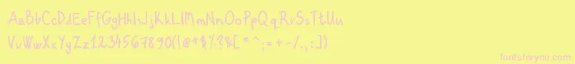 KenzouHand01-Schriftart – Rosa Schriften auf gelbem Hintergrund