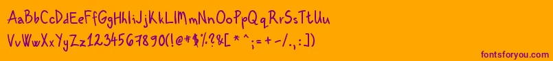 Шрифт KenzouHand01 – фиолетовые шрифты на оранжевом фоне