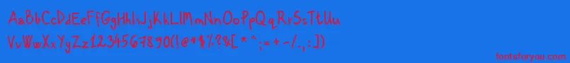 KenzouHand01-fontti – punaiset fontit sinisellä taustalla
