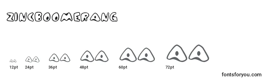 Größen der Schriftart ZincBoomerang