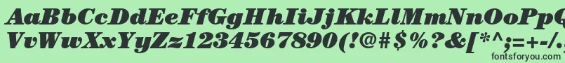 Fonte CenturystdUltraitalic – fontes pretas em um fundo verde