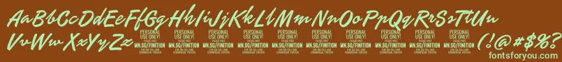 FinitionPersonalUseOnly Font – Green Fonts on Brown Background