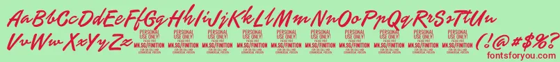 FinitionPersonalUseOnly Font – Red Fonts on Green Background