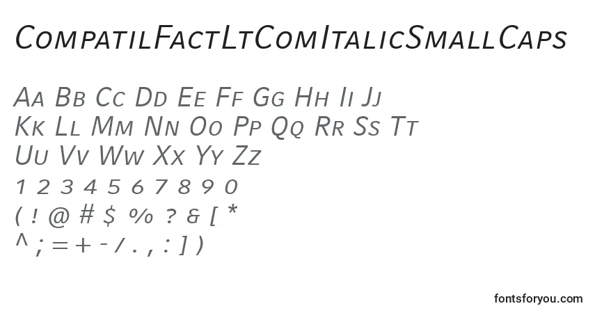 Fuente CompatilFactLtComItalicSmallCaps - alfabeto, números, caracteres especiales