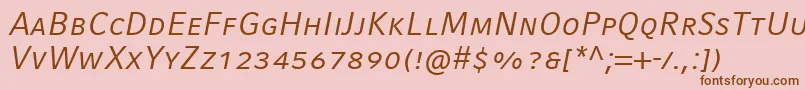 En savoir plus sur la police CompatilFactLtComItalicSmallCaps Police CompatilFactLtComItalicSmallCaps – polices brunes sur fond rose