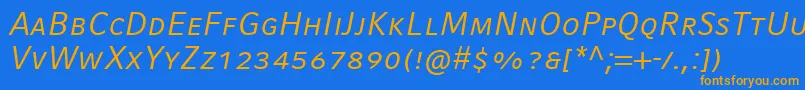CompatilFactLtComItalicSmallCaps Font – Orange Fonts on Blue Background