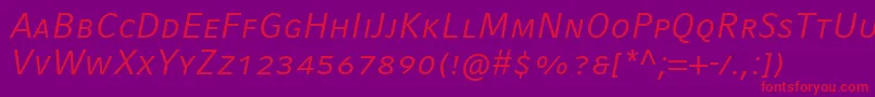 CompatilFactLtComItalicSmallCaps Font – Red Fonts on Purple Background