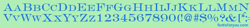 フォントGravureromanRegularDb – 青い文字は緑の背景です。