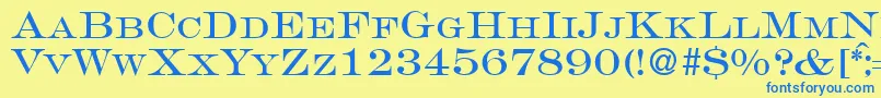 GravureromanRegularDb Font – Blue Fonts on Yellow Background