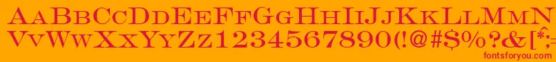 GravureromanRegularDb-fontti – punaiset fontit oranssilla taustalla
