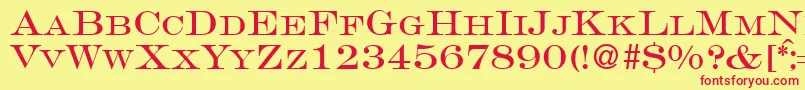 GravureromanRegularDb-fontti – punaiset fontit keltaisella taustalla