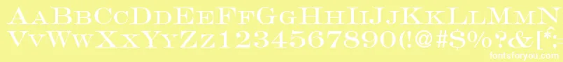 GravureromanRegularDb-Schriftart – Weiße Schriften auf gelbem Hintergrund