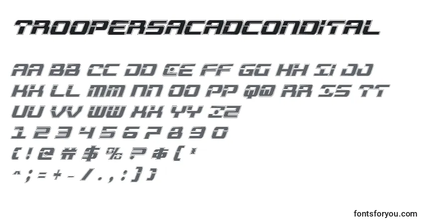 Fuente Troopersacadcondital - alfabeto, números, caracteres especiales
