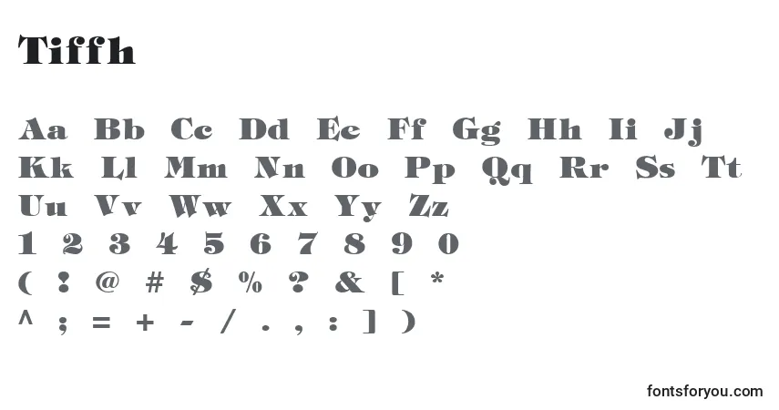A fonte Tiffh – alfabeto, números, caracteres especiais