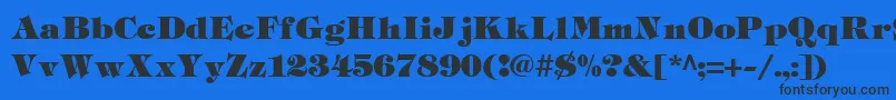 Tiffh-Schriftart – Schwarze Schriften auf blauem Hintergrund
