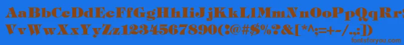 フォントTiffh – 茶色の文字が青い背景にあります。