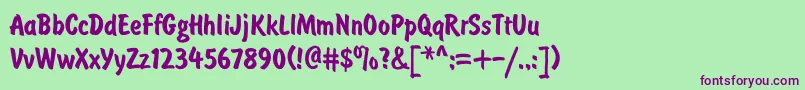 BrushtypeBold-Schriftart – Violette Schriften auf grünem Hintergrund