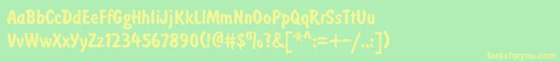 フォントBrushtypeBold – 黄色の文字が緑の背景にあります